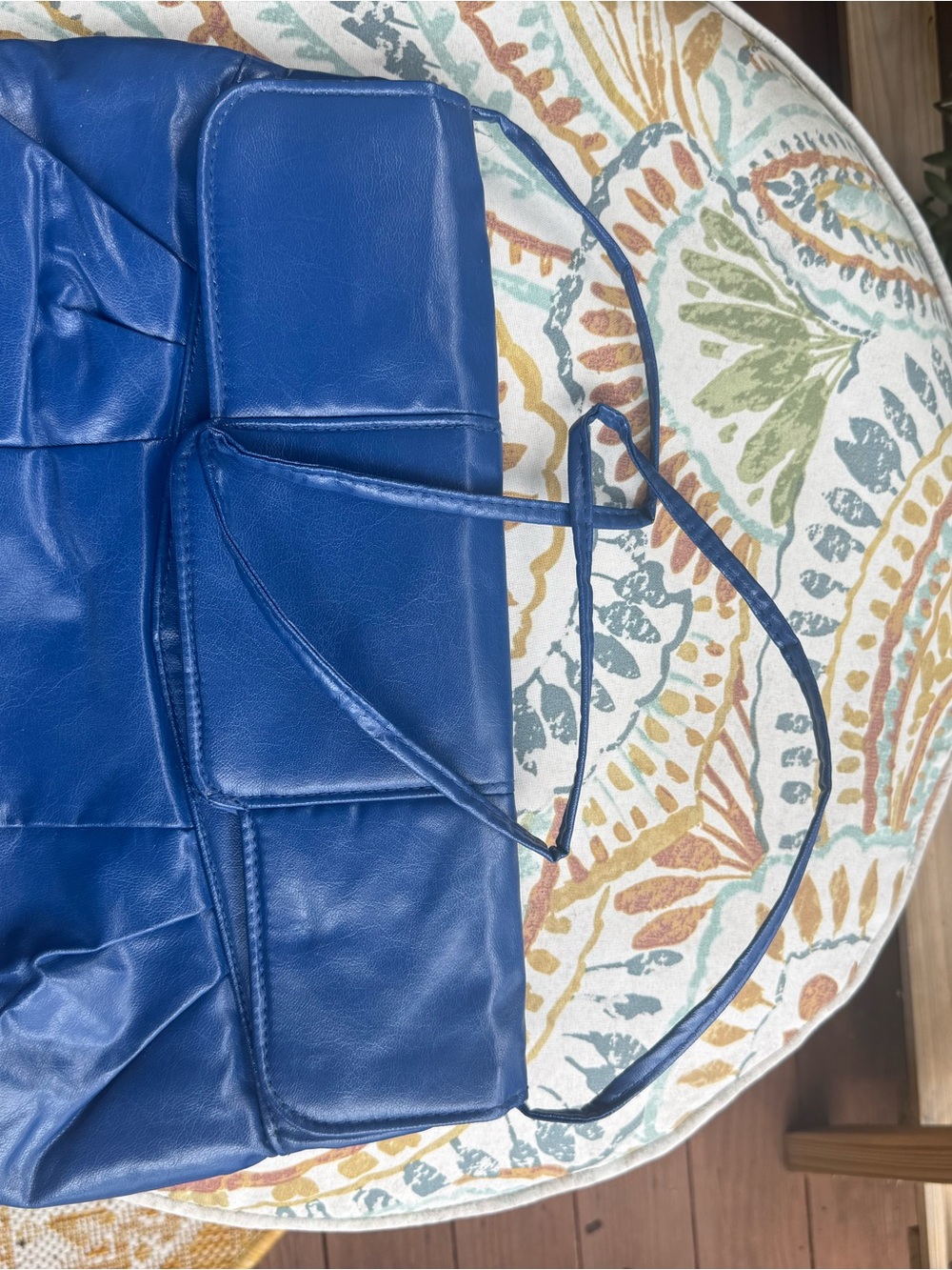 Blue Leather Clutch Wristlet